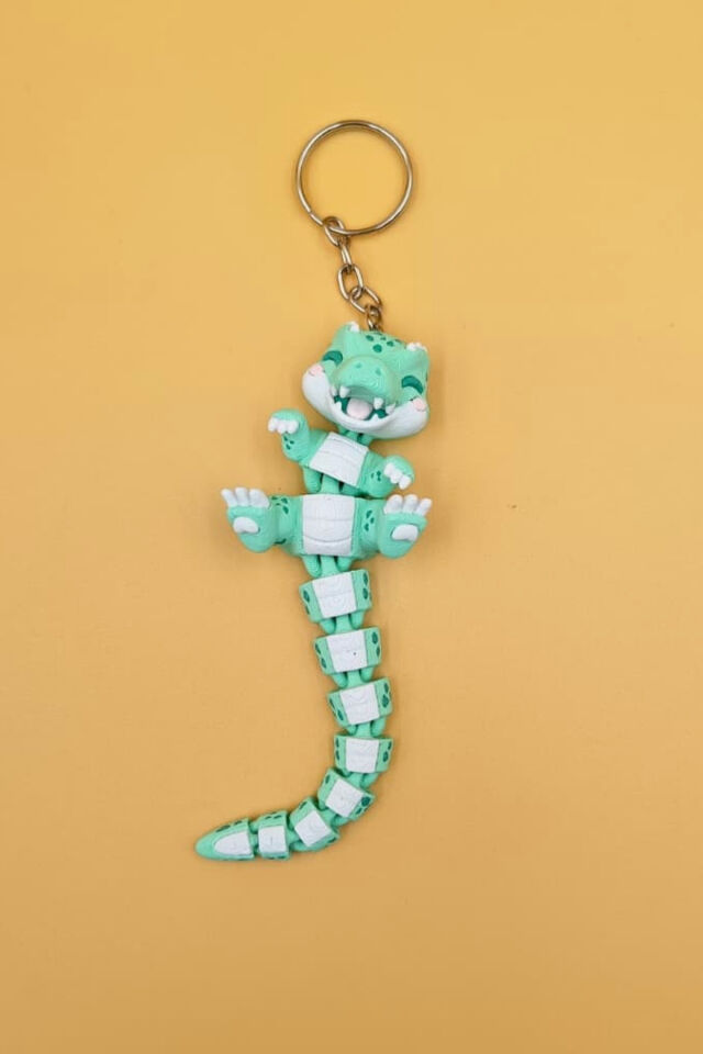 Uzun Kuyruk Serisi T-Rex Dinozor Figürlü Hareketli Anahtarlık (Büyük Boy-12CM) - Çanta Süsü Charm