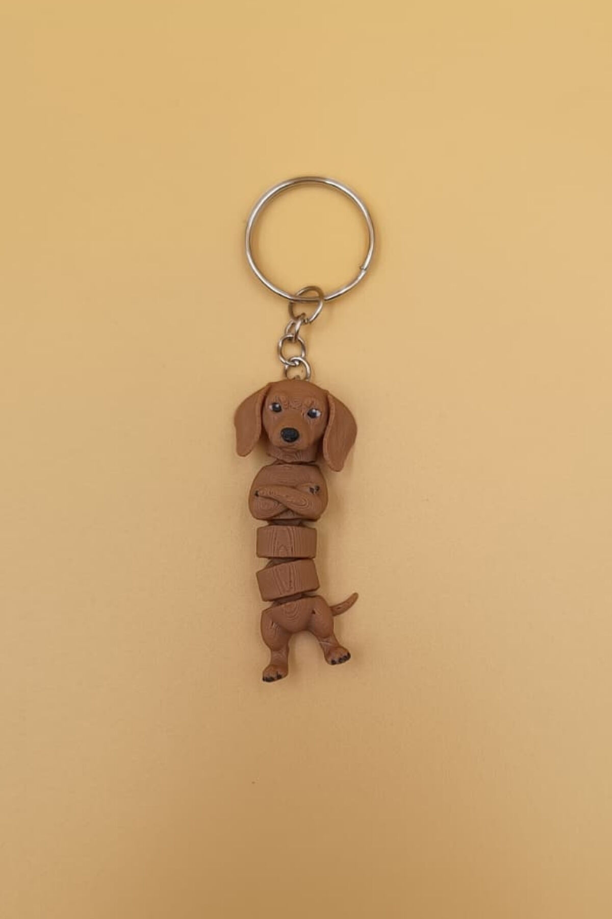 Hareketli Sevimli Kolları Bağlı Sevimli Dachshund (Sosis Köpek) Anahtarlık Çanta Süsü Charm