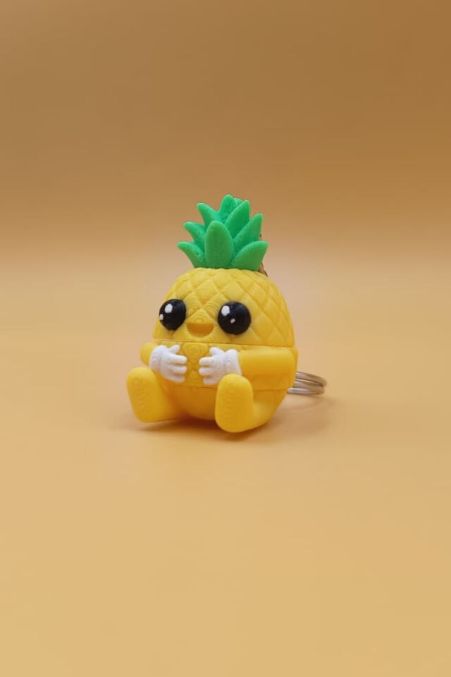 Neşeli Bahçe Serisi - Sevimli Ananas Anahtarlık - Hareketli Anahtarlık Çanta Süsü Charm
