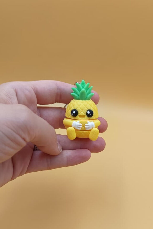 Neşeli Bahçe Serisi - Sevimli Ananas Anahtarlık - Hareketli Anahtarlık Çanta Süsü Charm