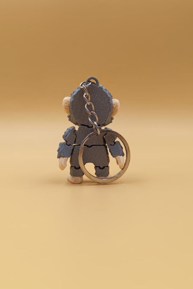 Hareketli Sevimli Gri Maymun Anahtarlık(6CM) - Hareketli Anahtarlık Çanta Süsü Charm