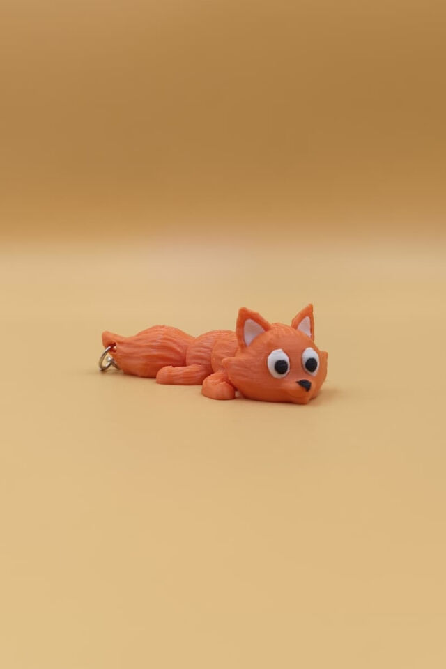 Hareketli Sevimli Turuncu Tilki Anahtarlık(7CM) - Hareketli Anahtarlık Çanta Süsü Charm