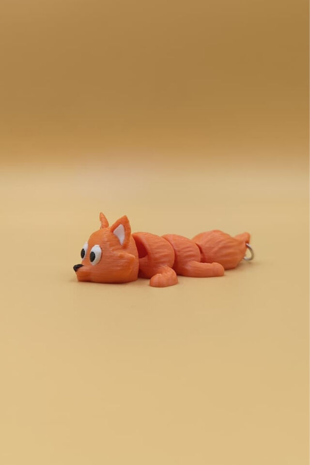 Hareketli Sevimli Turuncu Tilki Anahtarlık(7CM) - Hareketli Anahtarlık Çanta Süsü Charm