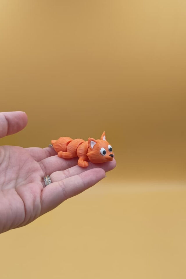 Hareketli Sevimli Turuncu Tilki Anahtarlık(7CM) - Hareketli Anahtarlık Çanta Süsü Charm