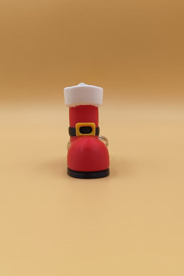 Noel Baba Çizmesi 3D Tasarım Yılbaşı Anahtarlığı - Kırmızı Bot Çanta Süsü & Yeni Yıl Hediyesi