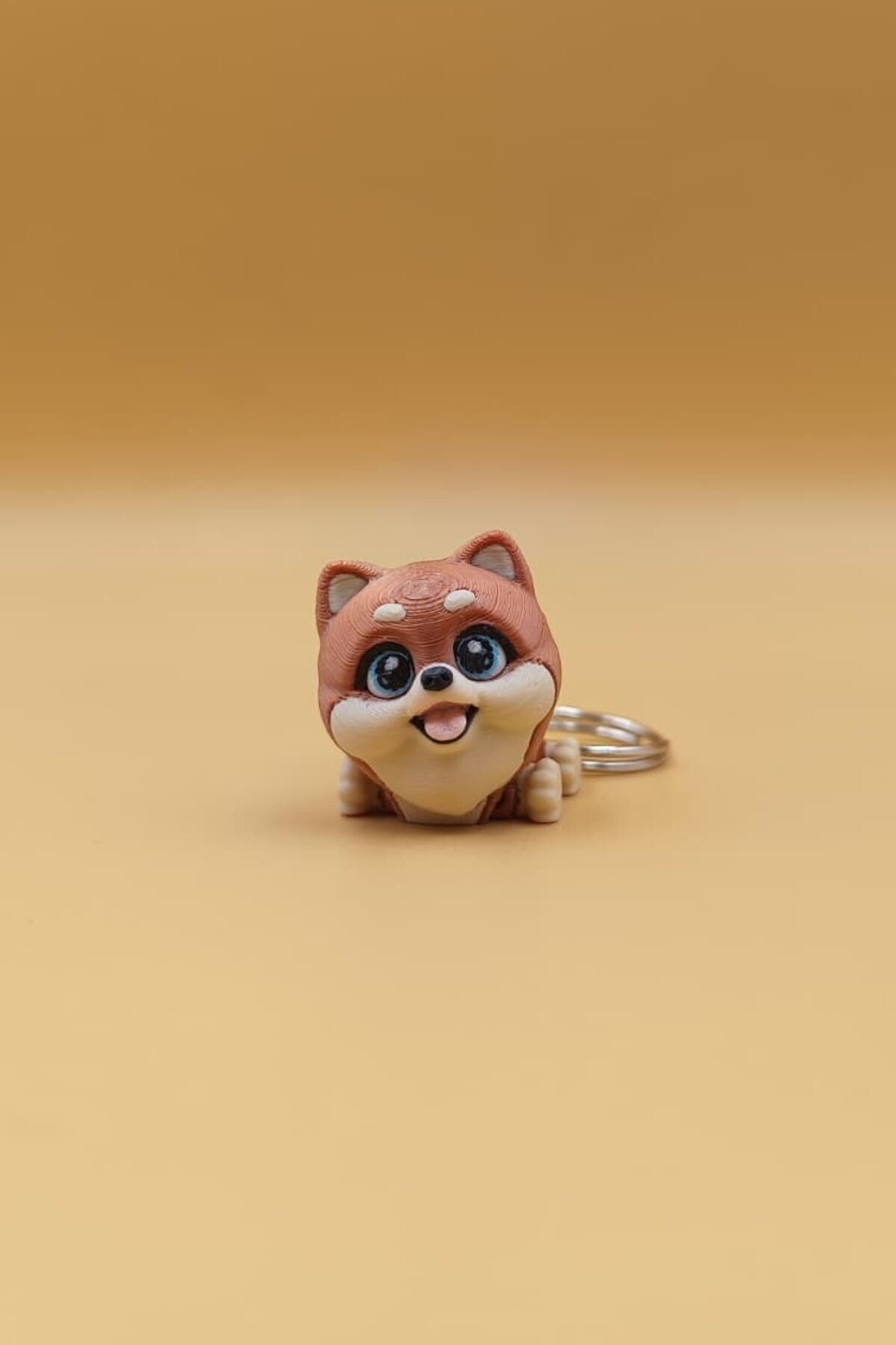 Hareketli ve Sevimli Pomerian Köpek Figürlü 3D Tasarım Hareketli Anahtarlık & Çanta Süsü
