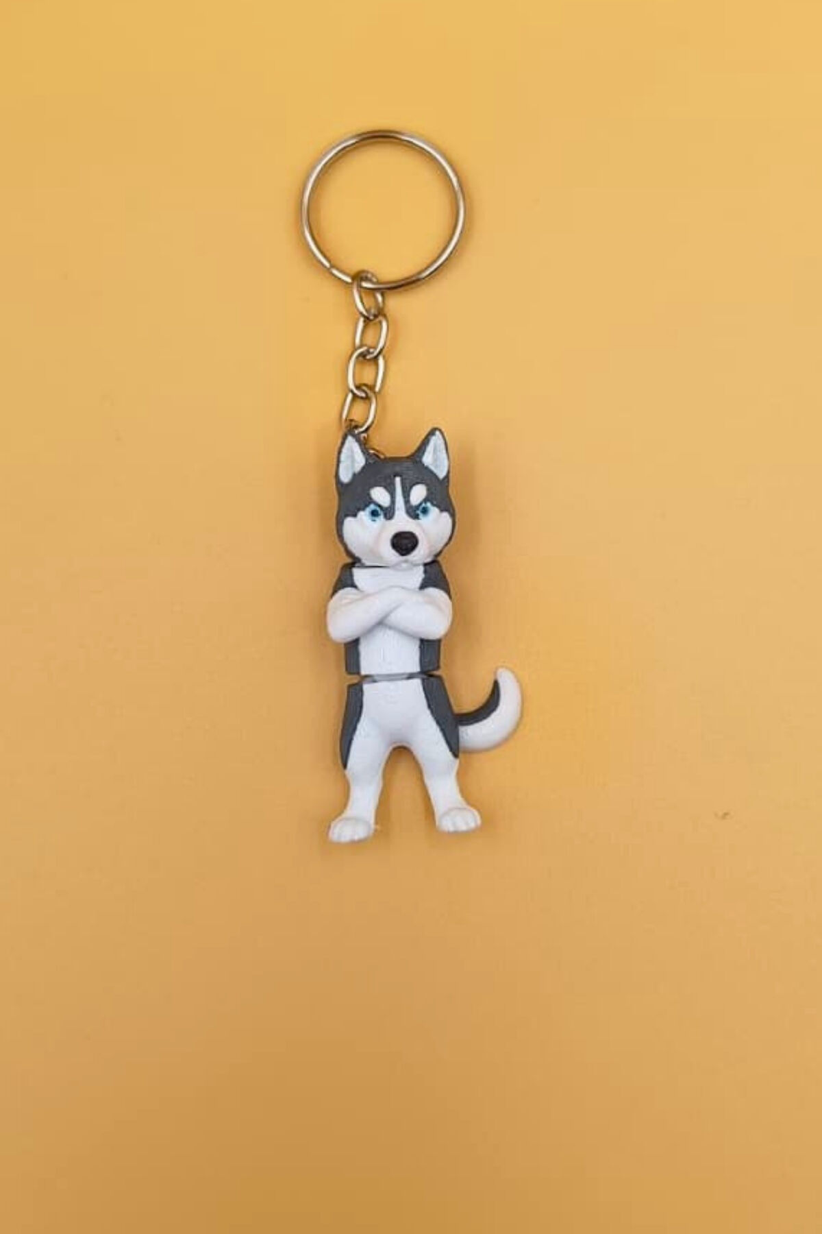 Hareketli Sevimli Kolları Bağlı Sevimli Husky (Sibirya Kurdu Köpek) Anahtarlık Çanta Süsü Charm