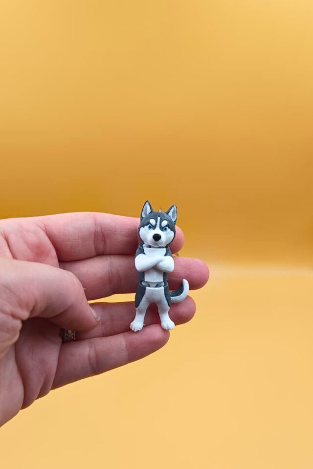 Hareketli Sevimli Kolları Bağlı Sevimli Husky (Sibirya Kurdu Köpek) Anahtarlık Çanta Süsü Charm