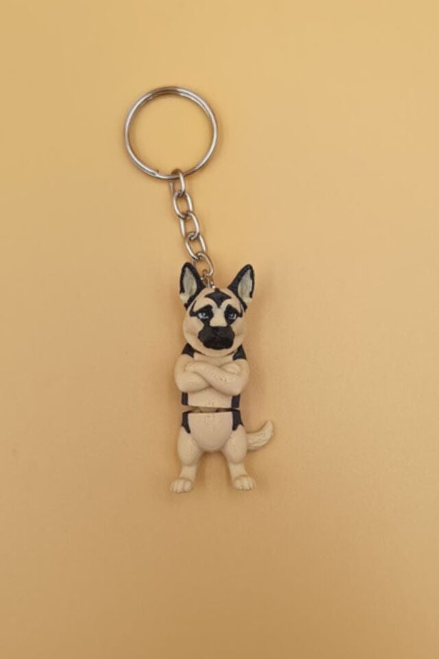 Hareketli Sevimli Kolları Bağlı Sevimli Alman Kurdu (K9 Köpek) Anahtarlık Çanta Süsü Charm