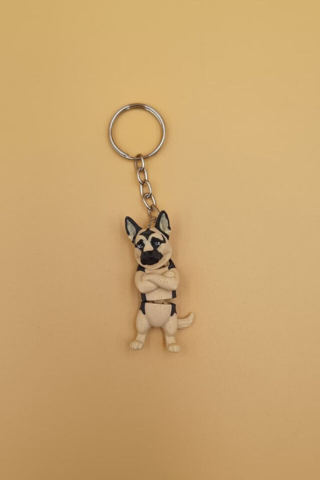 Hareketli Sevimli Kolları Bağlı Sevimli Alman Kurdu (K9 Köpek) Anahtarlık Çanta Süsü Charm