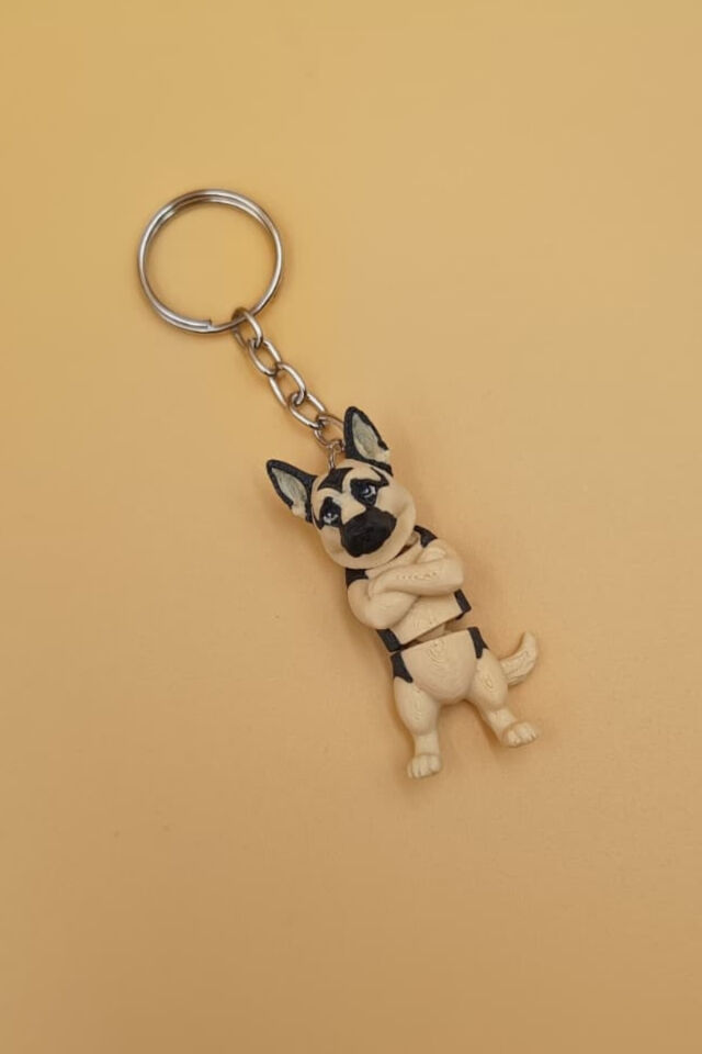 Hareketli Sevimli Kolları Bağlı Sevimli Alman Kurdu (K9 Köpek) Anahtarlık Çanta Süsü Charm