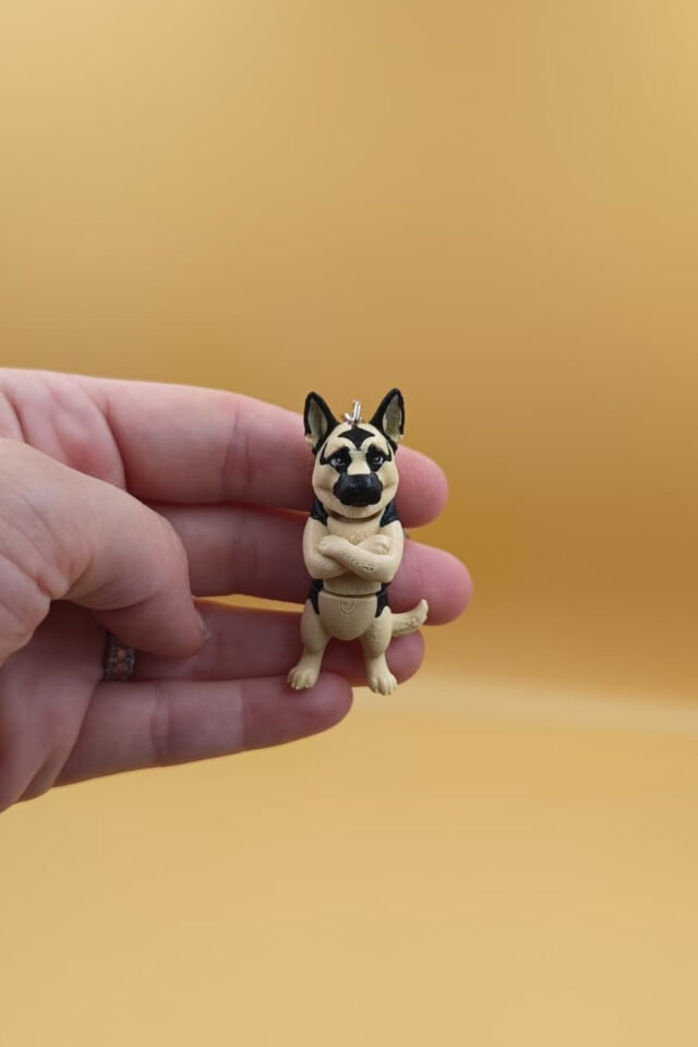 Hareketli Sevimli Kolları Bağlı Sevimli Alman Kurdu (K9 Köpek) Anahtarlık Çanta Süsü Charm