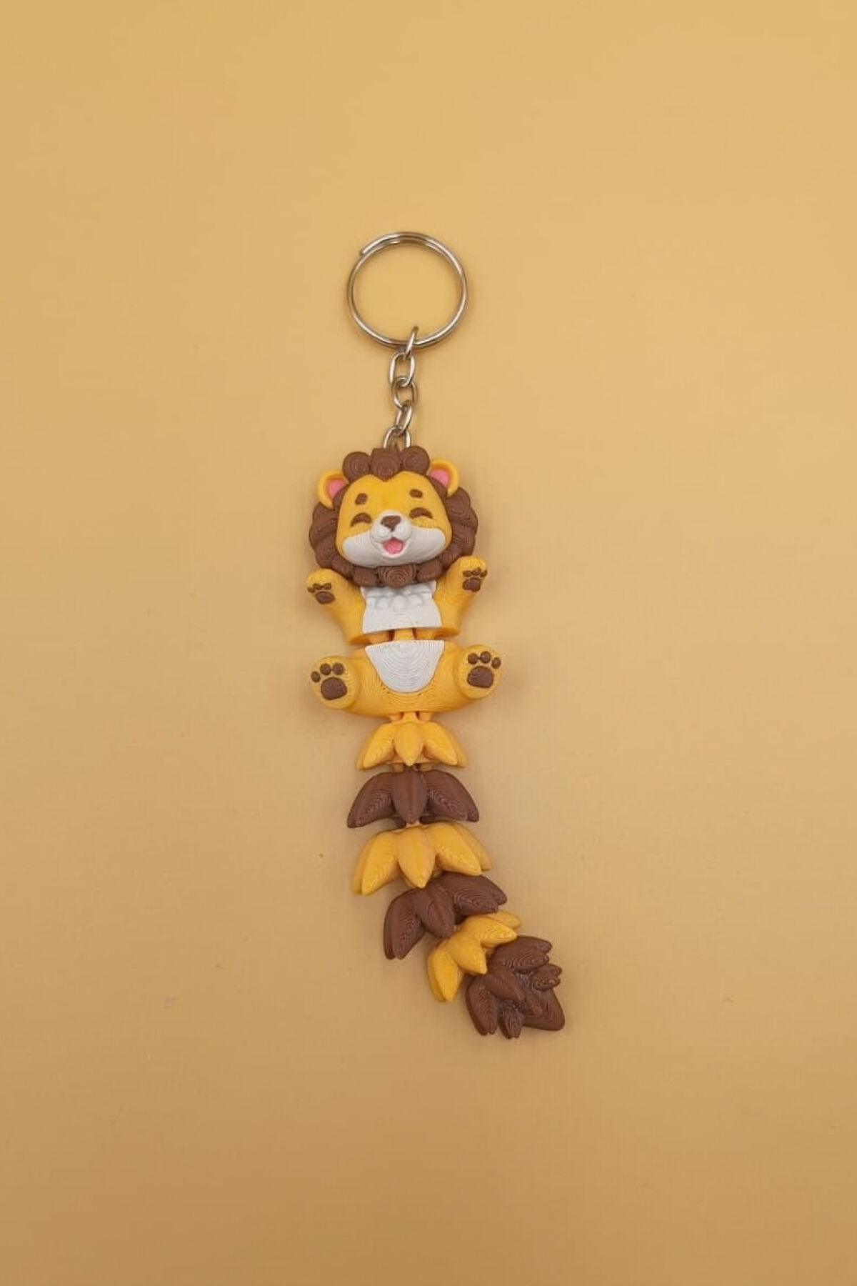 Uzun Kuyruk Serisi Aslan Figürlü Hareketli Anahtarlık (Büyük Boy-12CM) - Çanta Süsü Charm