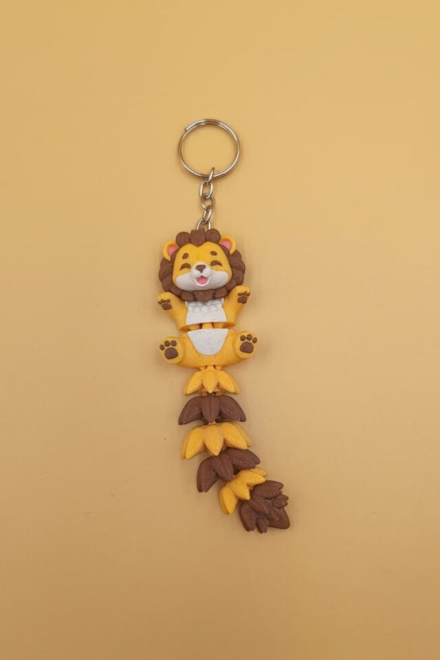 Uzun Kuyruk Serisi Aslan Figürlü Hareketli Anahtarlık (Büyük Boy-12CM) - Çanta Süsü Charm