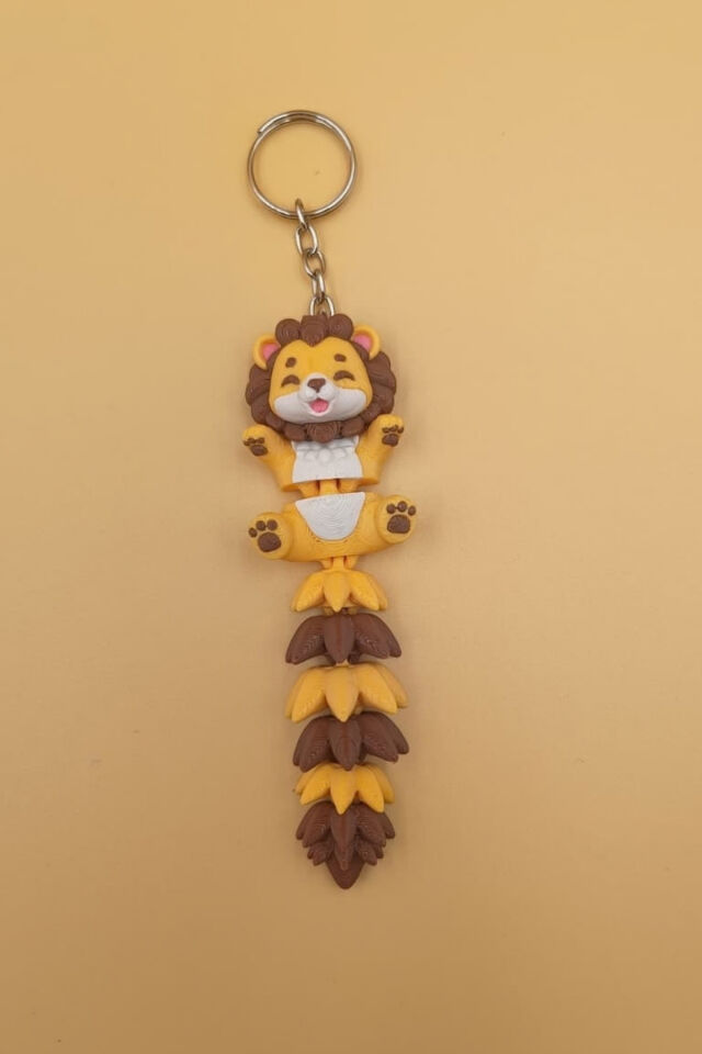 Uzun Kuyruk Serisi Aslan Figürlü Hareketli Anahtarlık (Büyük Boy-12CM) - Çanta Süsü Charm