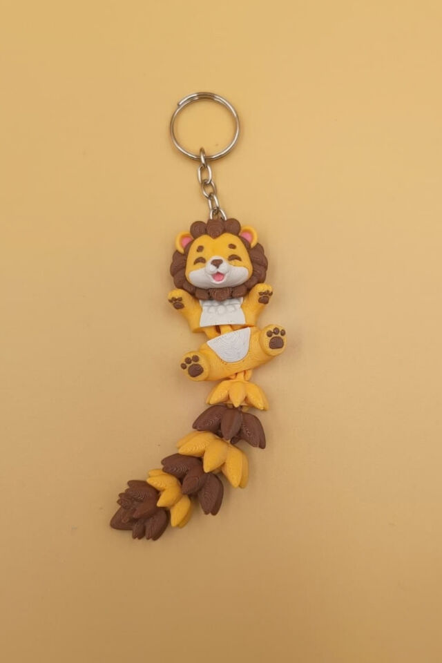 Uzun Kuyruk Serisi Aslan Figürlü Hareketli Anahtarlık (Büyük Boy-12CM) - Çanta Süsü Charm