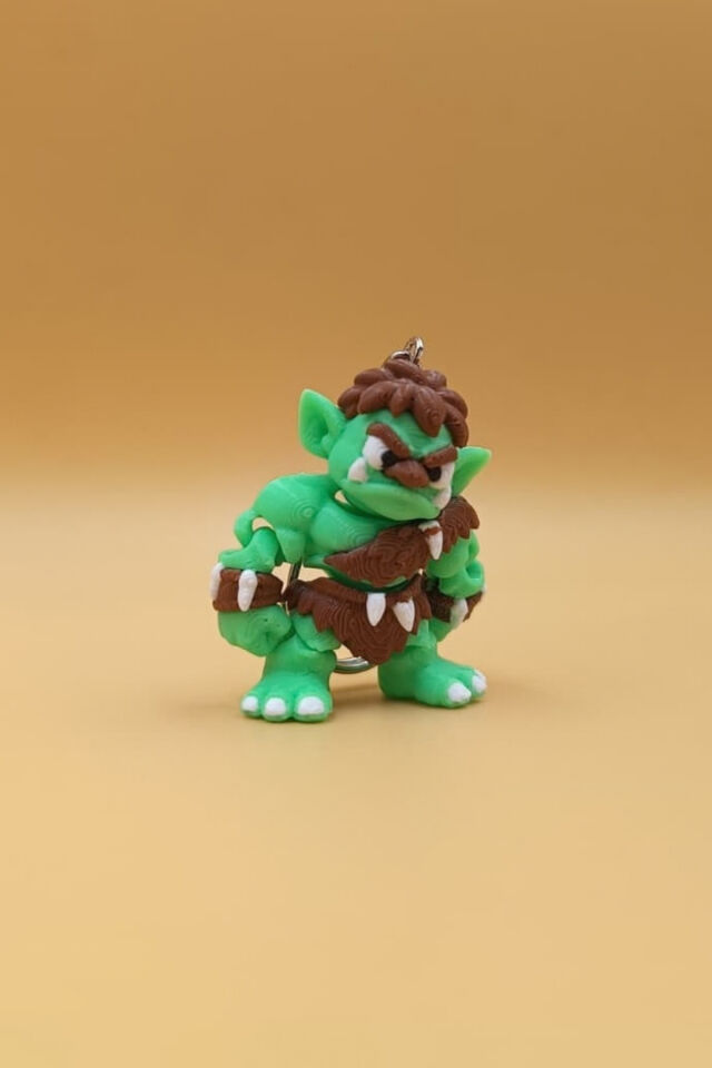 Hareketli ve Kaslı Yeşil Savaşçı Goblin(ORK) Anahtarlık Çanta Süsü Charm