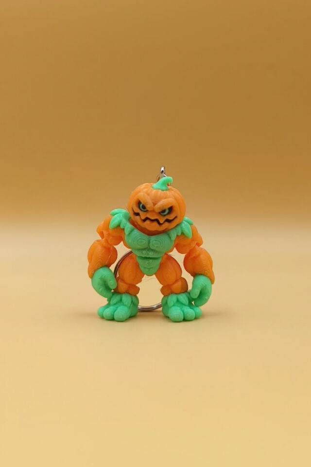 Hareketli ve Kaslı Balkabağı Anahtarlık Cadılar Bayramı (Halloween) Çanta Süsü Charm