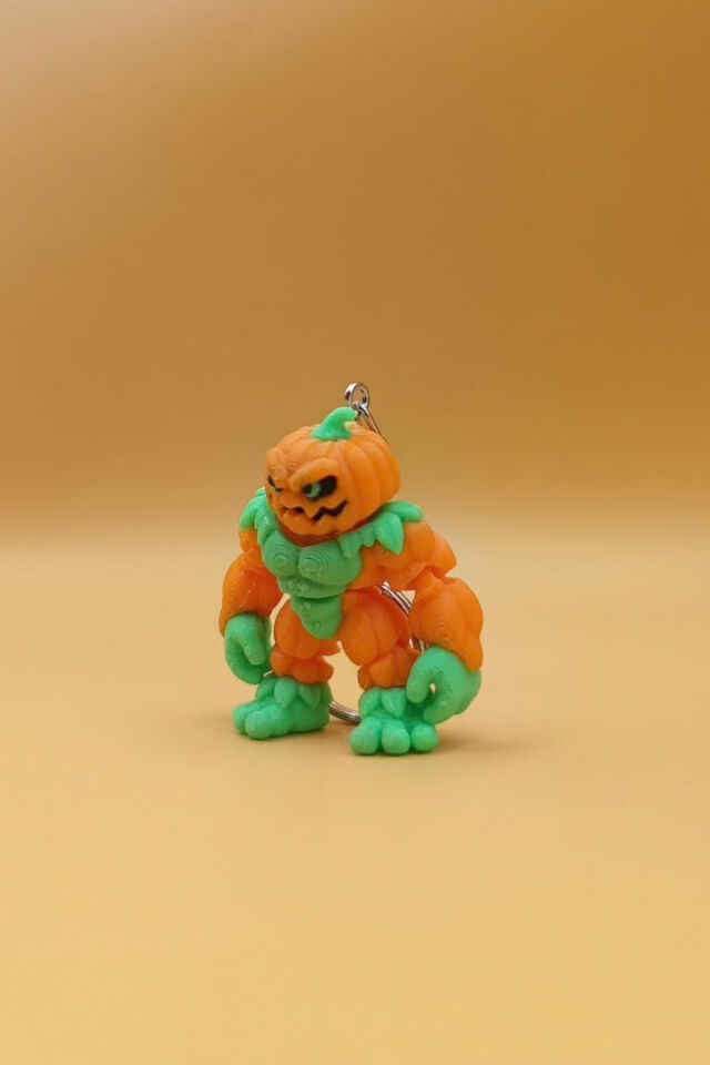 Hareketli ve Kaslı Balkabağı Anahtarlık Cadılar Bayramı (Halloween) Çanta Süsü Charm
