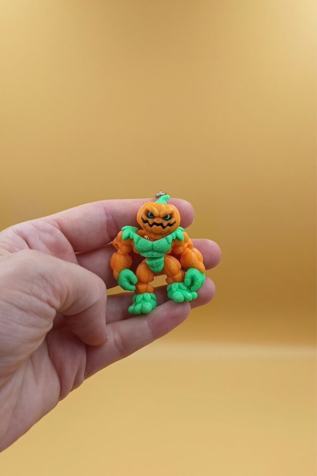 Hareketli ve Kaslı Balkabağı Anahtarlık Cadılar Bayramı (Halloween) Çanta Süsü Charm